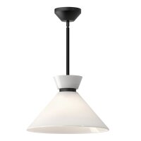 Suspension m&eacute;tal verre D : 35,8 cm rond noir blanc