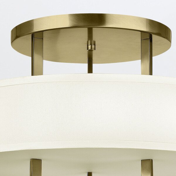 Lampe de plafonnier ronde Ø 50,8 cm 3x E27 métal tissu en laiton blanc