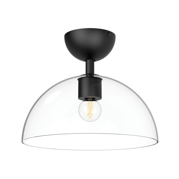 Deckenlampe Glas Metall E27 D: 30,5 cm rund Schwarz
