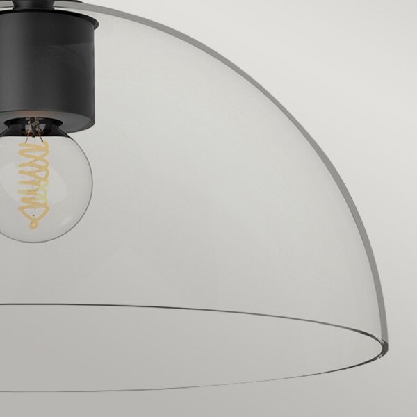 Deckenlampe Glas Metall E27 D: 30,5 cm rund Schwarz