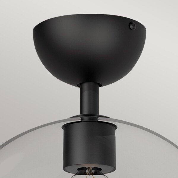 Deckenlampe Glas Metall E27 D: 30,5 cm rund Schwarz