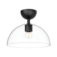 Deckenlampe Glas Metall E27 D: 30,5 cm rund Schwarz