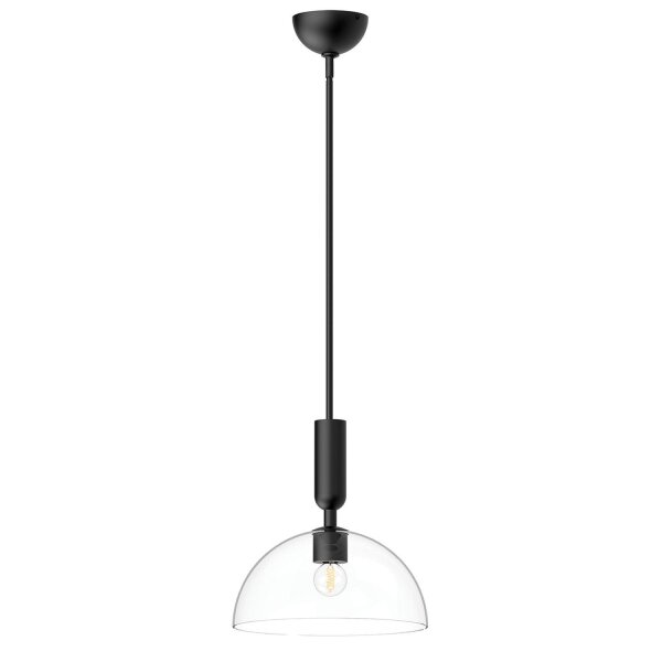 Suspension métal verre ronde D : 30,5 cm noir E27