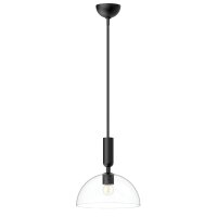 Suspension métal verre ronde D : 30,5 cm noir E27