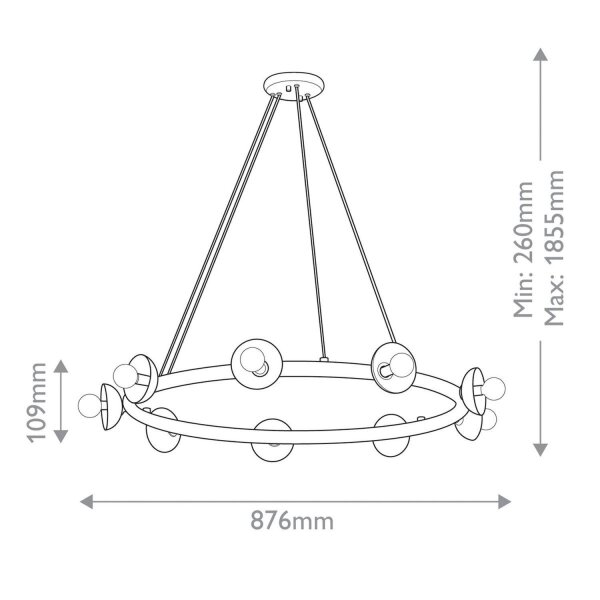 Hängelampe Metall rund D: 87,6 cm H: max. 185,5 cm E14
