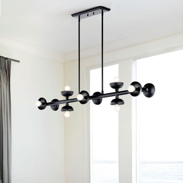Pendelleuchte Schwarz Metall 121,9 cm lang H: max. 120 cm E14