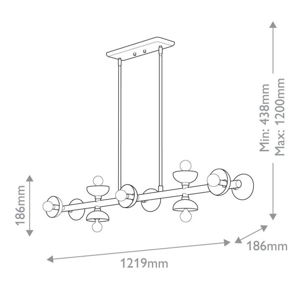 Pendelleuchte Schwarz Metall 121,9 cm lang H: max. 120 cm E14