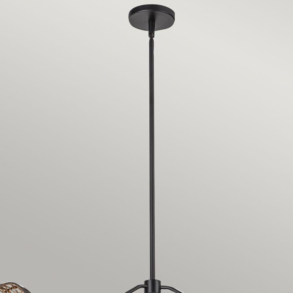Pendelleuchte Metall Rattan Glas 101,4 cm breit 3x E14