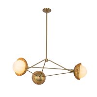 Lampe à suspendre 3 flammes métal rotin...
