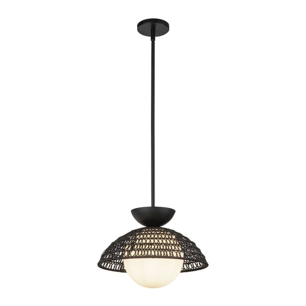 Pendelleuchte Rattan Glas Metall D: 37,5 cm H: max. 147,9 cm