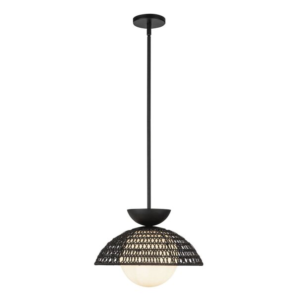Pendelleuchte Rattan Glas Metall D: 37,5 cm H: max. 147,9 cm