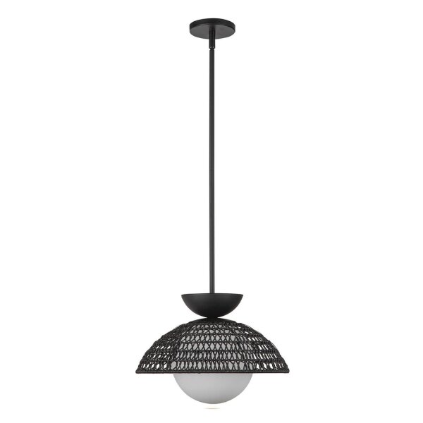 Pendelleuchte Rattan Glas Metall D: 37,5 cm H: max. 147,9 cm
