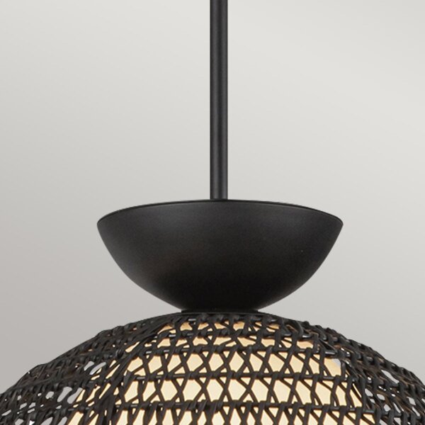 Pendelleuchte Rattan Glas Metall D: 37,5 cm H: max. 147,9 cm