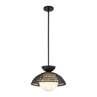 Suspension rotin verre métal D : 37,5 cm H : max....