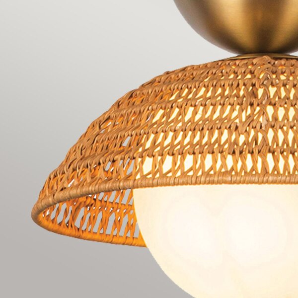 Hängeleuchte Rattan Glas Metall Ø 37,5 cm H: max. 147,9 cm E27