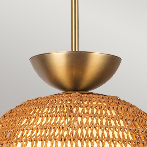Hängeleuchte Rattan Glas Metall Ø 37,5 cm H: max. 147,9 cm E27