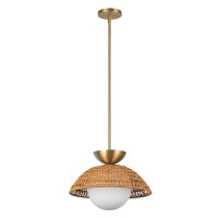 Suspension rotin verre métal Ø 37,5 cm H :...
