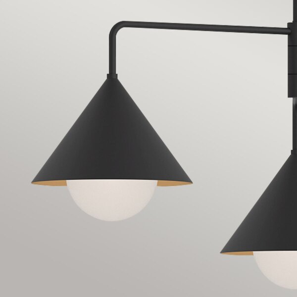 Suspension Métal Verre Noir Largeur 96,5 cm 3-flamme E27