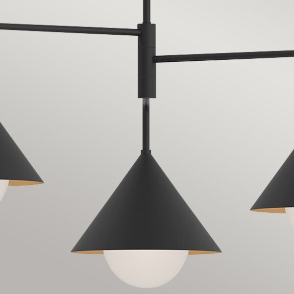 Suspension Métal Verre Noir Largeur 96,5 cm 3-flamme E27
