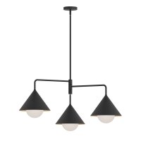 Pendelleuchte Metall Glas Schwarz 96,5 cm breit 3-flammig...