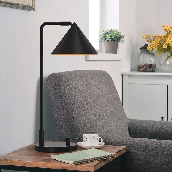 Schreibtischlampe Metall 51 cm hoch Schwarz verstellbar