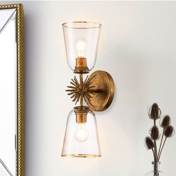Wandleuchte Metall Glas E27 H: 55,9 cm Up Down Modern