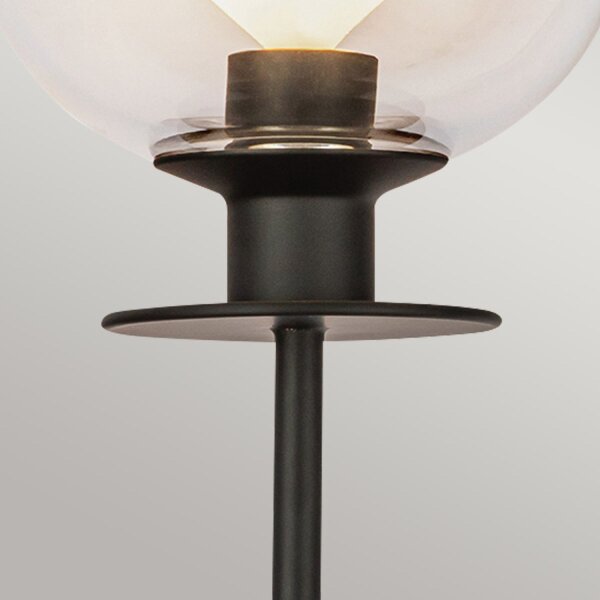 Applique Métal Verre 29,2 cm de haut Noir E14 Moderne
