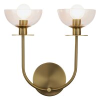 Wandlampe Glas Metall B: 30,5 cm in Gold 2x E14