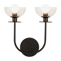 Wandleuchte Metall Glas 30,5 cm breit Schwarz E14 2-flammig