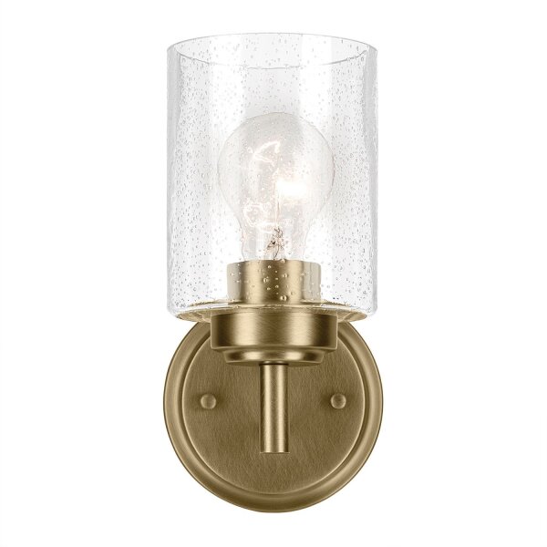 Wandlampe Metall Glas H: 23,5 cm in Messing E27 Vintage