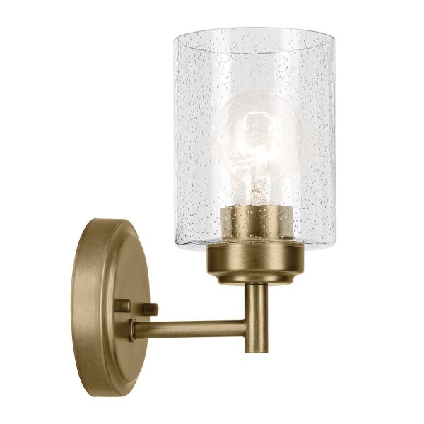 Wandlampe Metall Glas H: 23,5 cm in Messing E27 Vintage