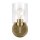 Wandlampe Metall Glas H: 23,5 cm in Messing E27 Vintage