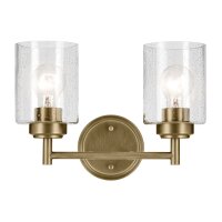 Wandlampe Metall Glas 32,6 cm breit in Messing E27 2-flammig