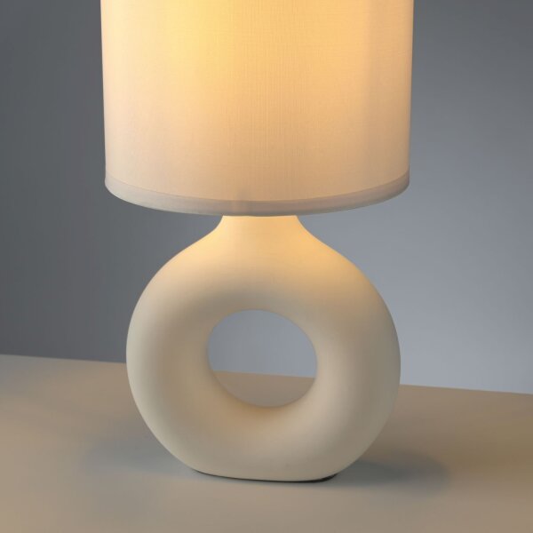 Tischlampe Keramik Stoff blendarm 30 cm E27 Beige