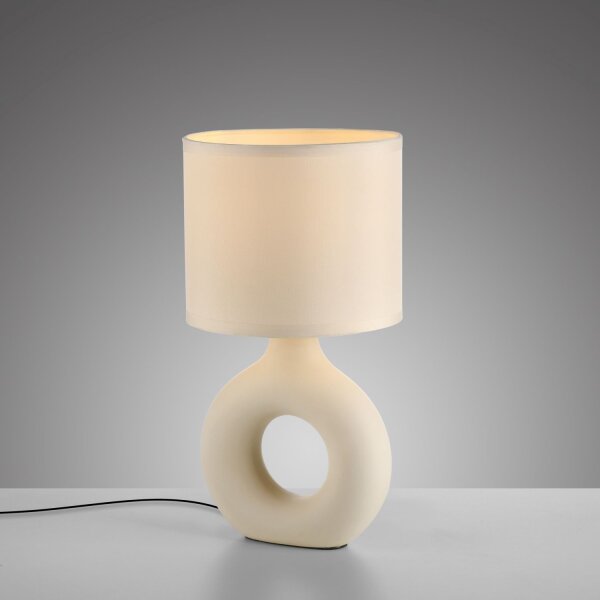 Tischlampe Keramik Stoff blendarm 30 cm E27 Beige