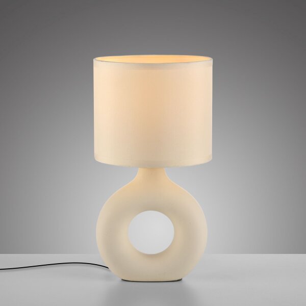 Tischlampe Keramik Stoff blendarm 30 cm E27 Beige