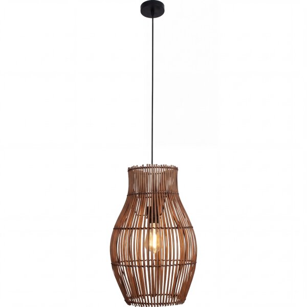 Pendelleuchte Boho Bambus Metall Schwarz E27 Ø30 cm