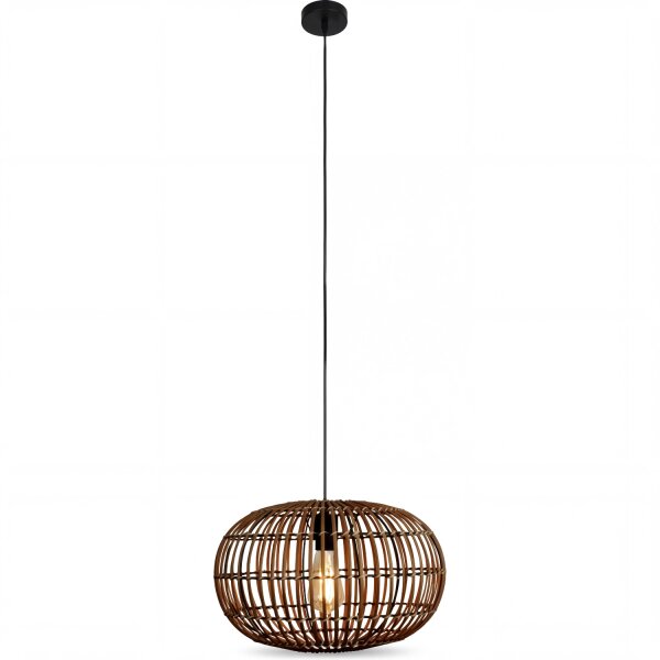 Pendelleuchte Boho Bambus Schwarz Metall E27 Ø40 cm