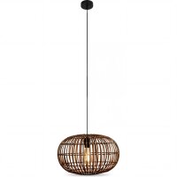 Pendelleuchte Boho Bambus Schwarz Metall E27 Ø40 cm