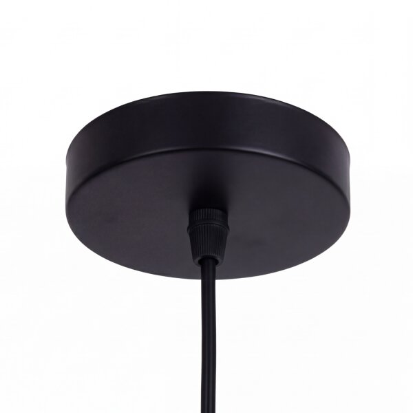 Hängelampe Boho Bambus Metall Schwarz E27 Ø30 cm rund