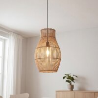 Hängelampe Boho Bambus Metall Schwarz E27 Ø30...