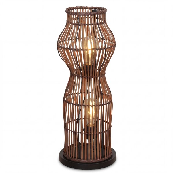Boho Stehlampe Bambus Metall Schwarz E27 H:60 cm Modern