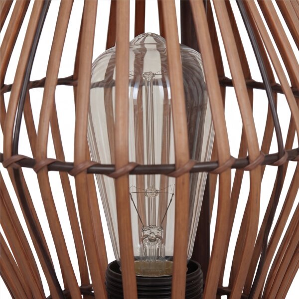 Boho Stehlampe Bambus Metall Schwarz E27 H:60 cm Modern