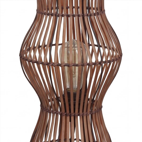 Boho Stehlampe Bambus Metall Schwarz E27 H:60 cm Modern