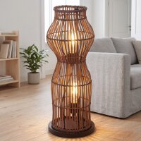 Boho Stehlampe Bambus Metall Schwarz E27 H:60 cm Modern