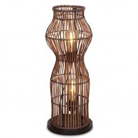 Boho Stehlampe Bambus Metall Schwarz E27 H:60 cm Modern