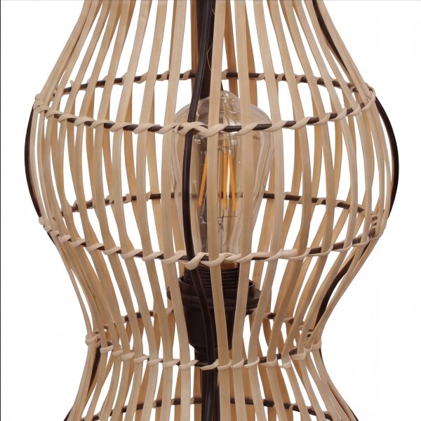 Lampadaire moderne en bambou naturel noir E27 60 cm 2-flmg