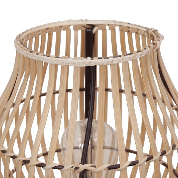 Lampadaire moderne en bambou naturel noir E27 60 cm 2-flmg
