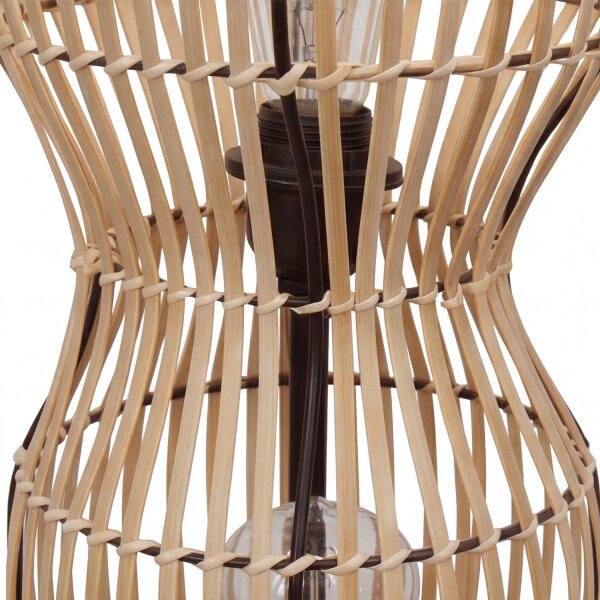 Lampadaire moderne en bambou naturel noir E27 60 cm 2-flmg