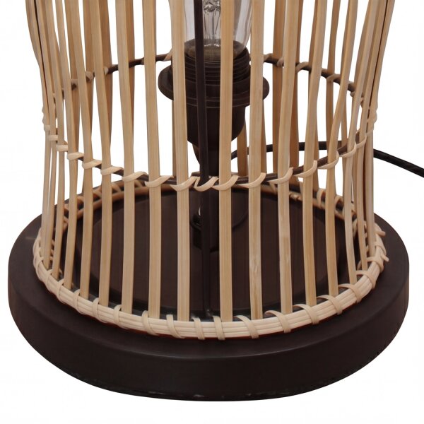 Lampadaire moderne en bambou naturel noir E27 60 cm 2-flmg
